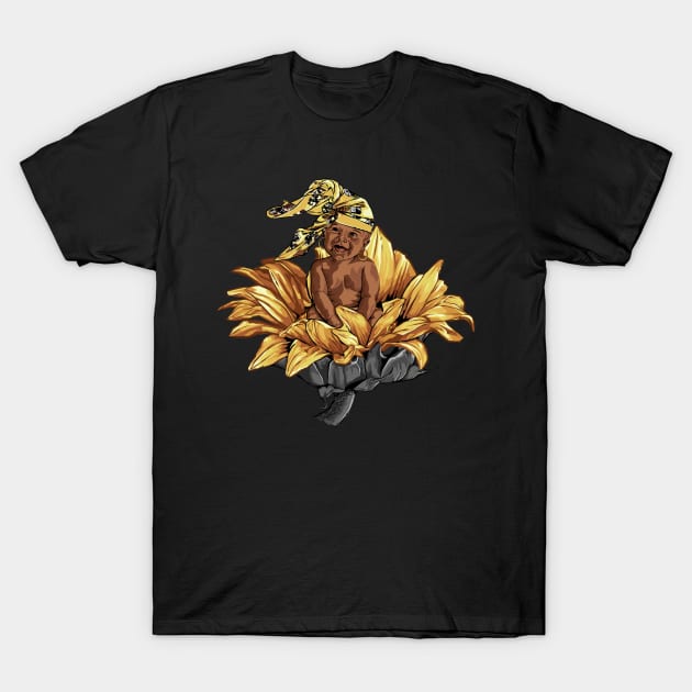 Sunflower Seeds Celebrating Black History Juneteenth T-Shirt by PunnyPoyoShop